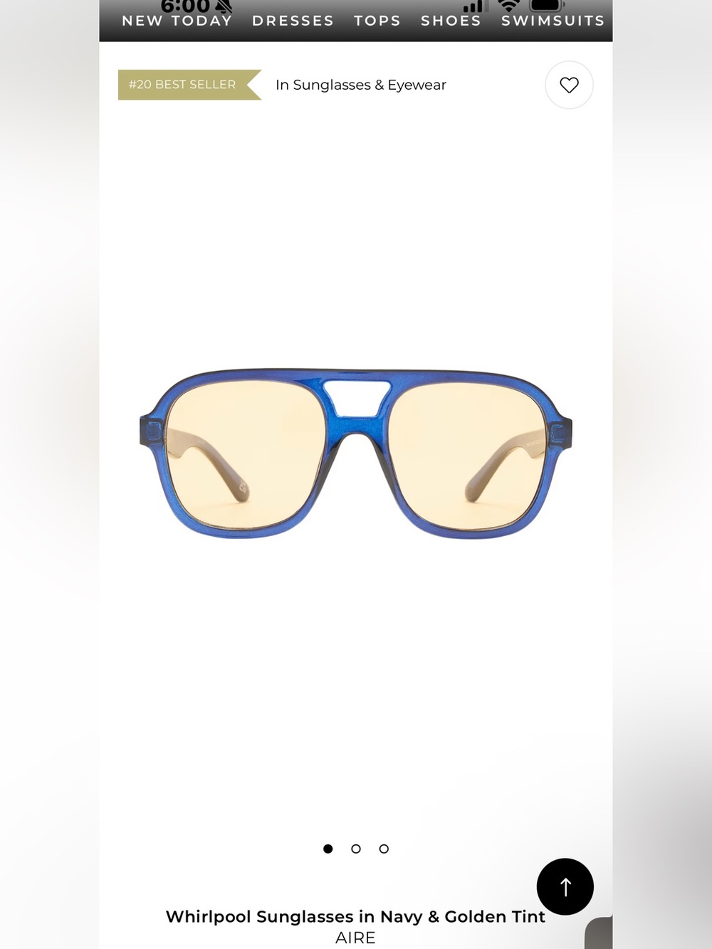 AIRE Whirlpool Sunglasses In Navy with Golden Tint